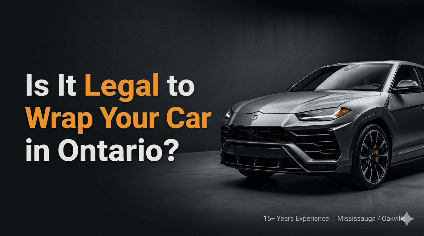 blog image including a title: is it legal to wrap your car in ontario?