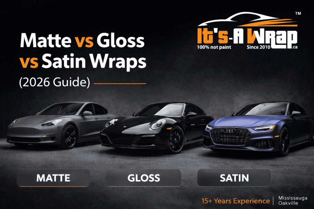 Matte vs Satin vs Gloss car wrap comparison