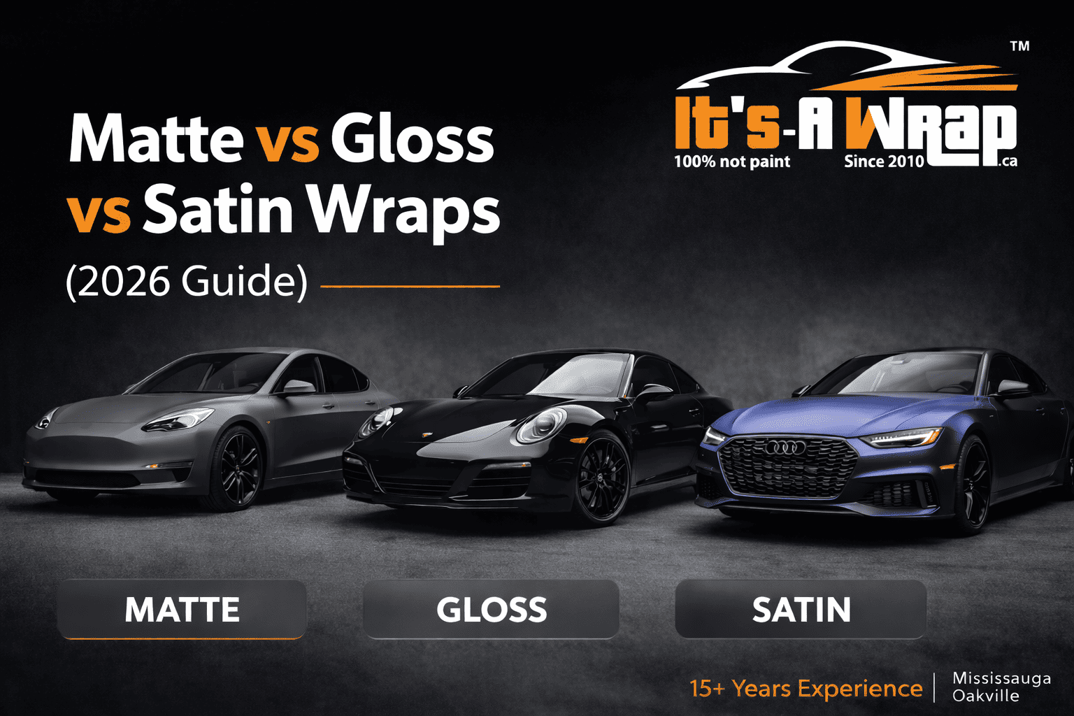 Matte vs Satin vs Gloss car wrap comparison