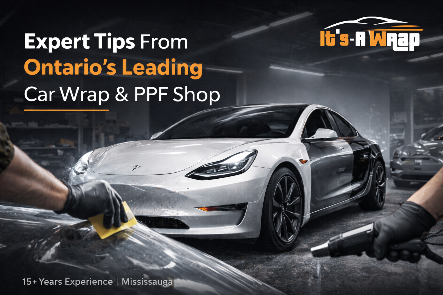 image including text about expert time from ontario's leading car wrap and ppf shop