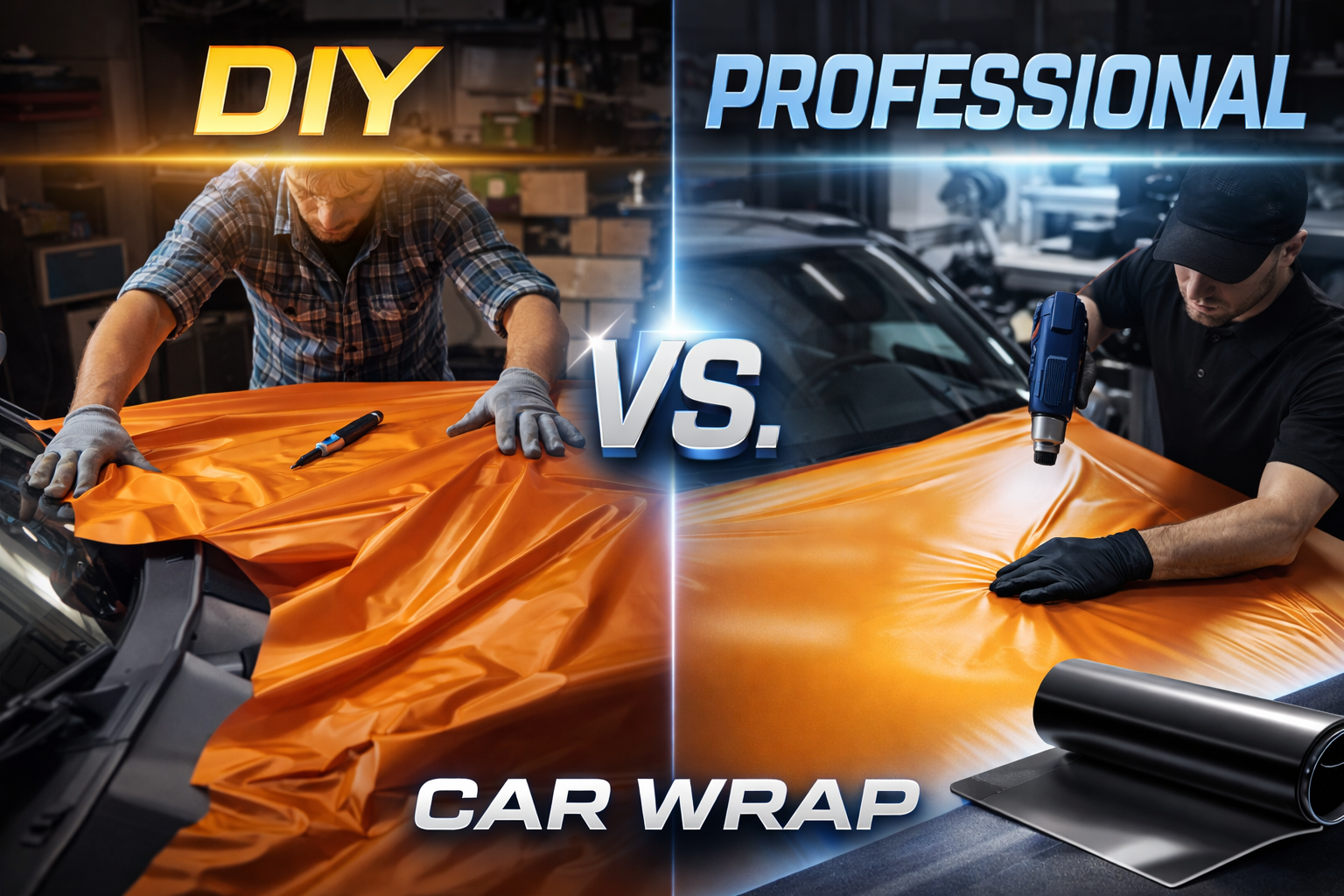 picture illustrating the difference between DIY and professional wraps