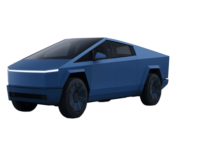 matte blue cyber truck